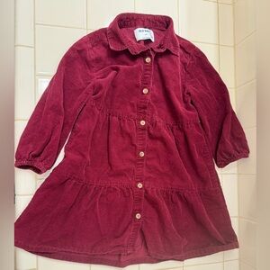 Old Navy Girls 3/4 sleeve Maroon Button-Up Dress size XS 5